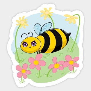 Cute Bee and Flowers Sticker